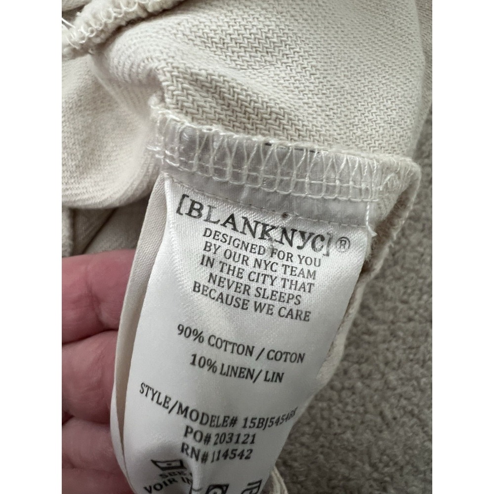 BLANKNYC Button Front Vest Oyster Bar Beige Linen Blend Cropped Scoop Neck M - Picture 5 of 9